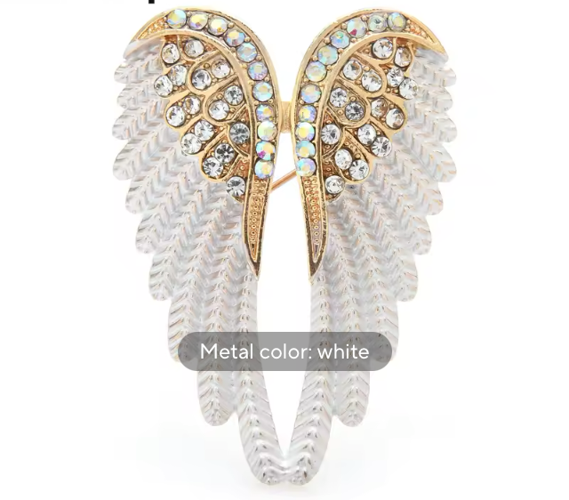 Rhinestone Angel Wing Broach