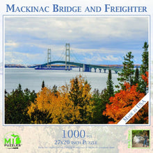 Load image into Gallery viewer, Mackinac Bridge and Freighter - 1000 Piece Jigsaw Puzzle - MI Puzzles by Phil Stagg Photography
