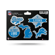 NFL Detroit Lions 5 Piece Decal Sheet