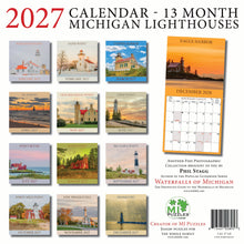 Load image into Gallery viewer, 2027 MICHIGAN LIGHTHOUSES - 13 month Wall Calendar (12"x12")
