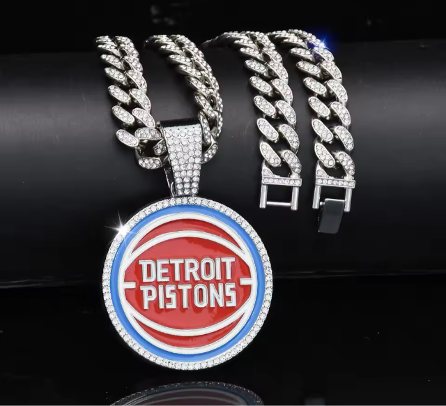 Detroit Pistons Rhinestone Necklace