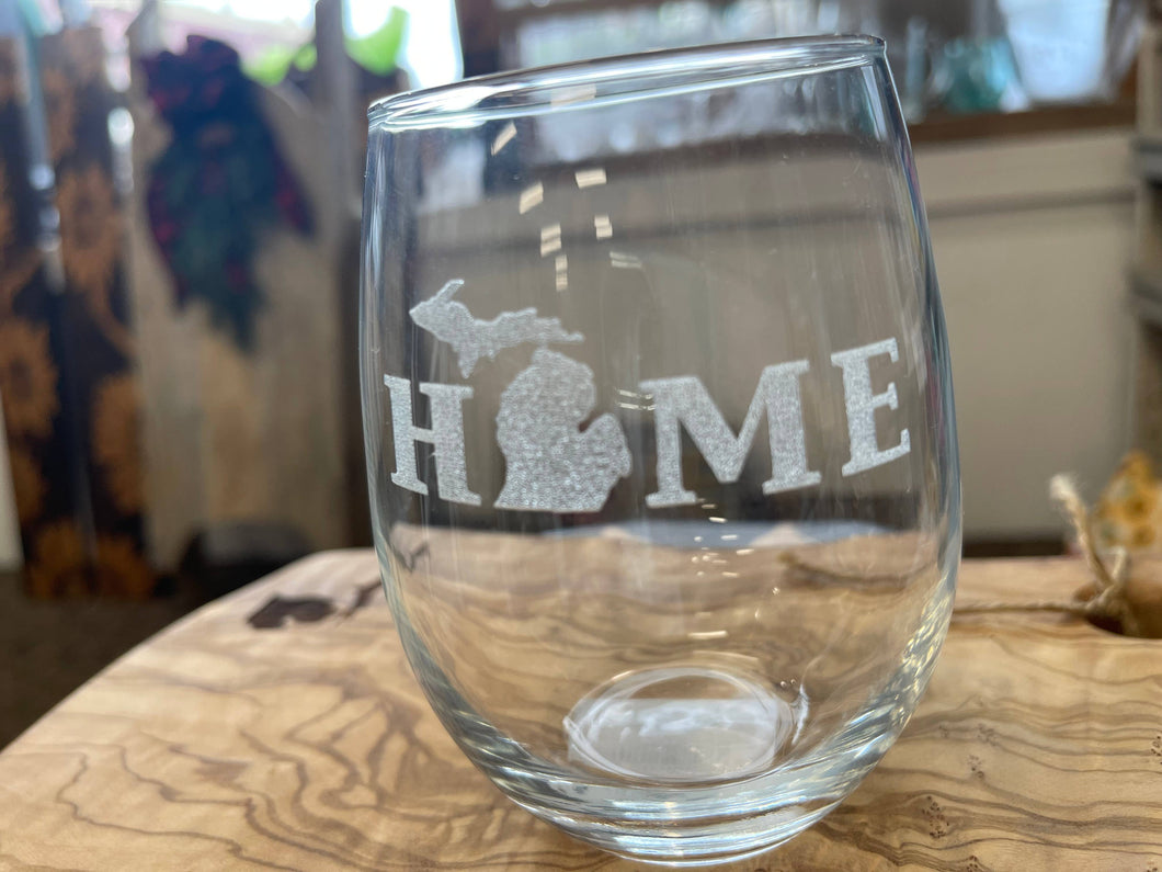 Stemless Wine Glass  Great Lakes Michigan