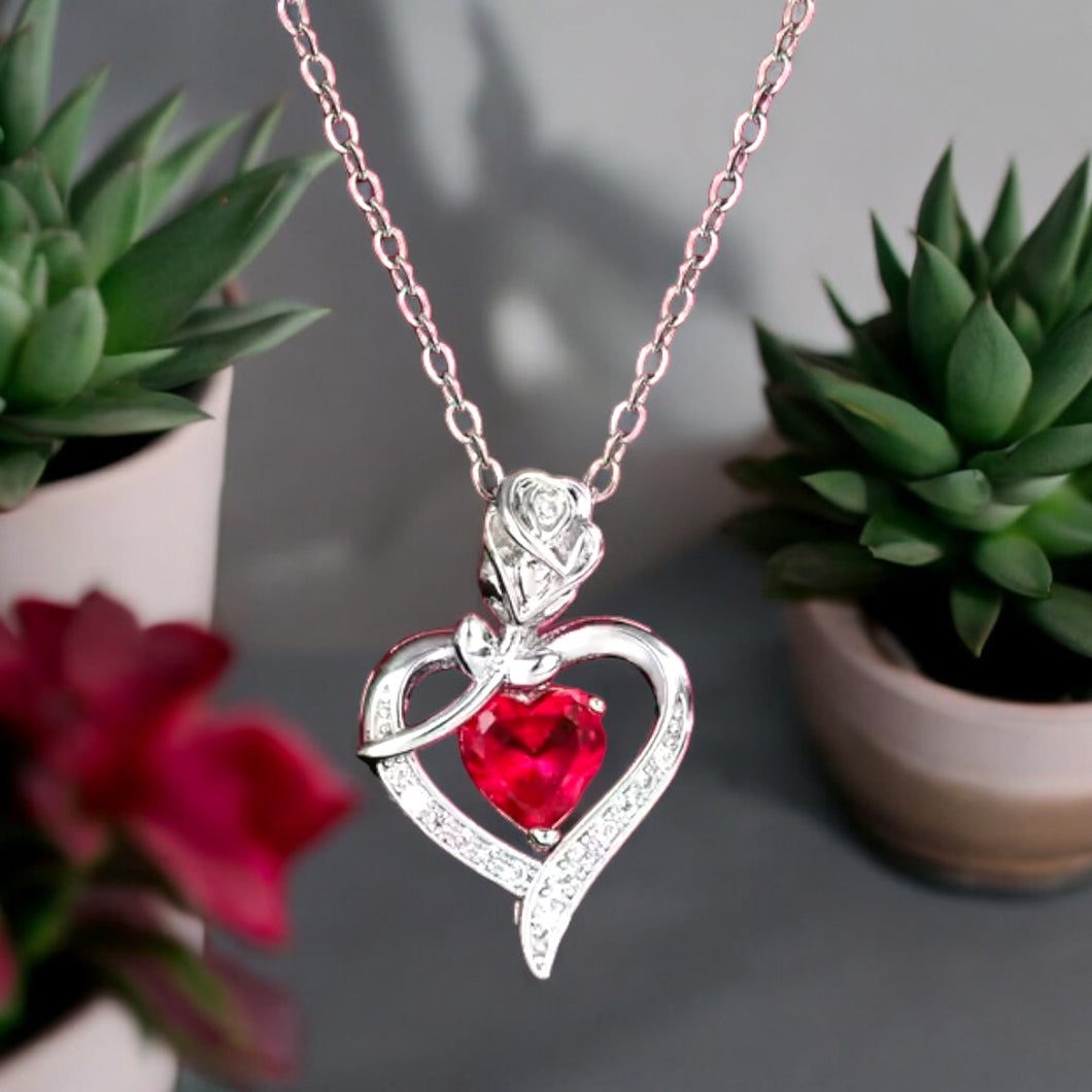 Heart Rose Necklace