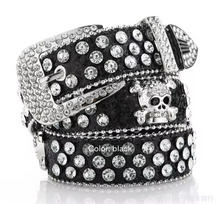 Load image into Gallery viewer, Rhinestone Skull Belt
