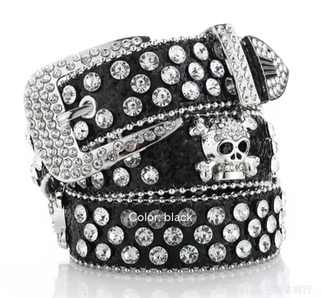 Rhinestone Skull Belt