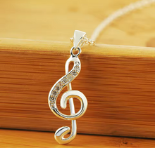Load image into Gallery viewer, Sterling Silver Music Note Necklace 925

