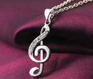 Sterling Silver Music Note Necklace 925