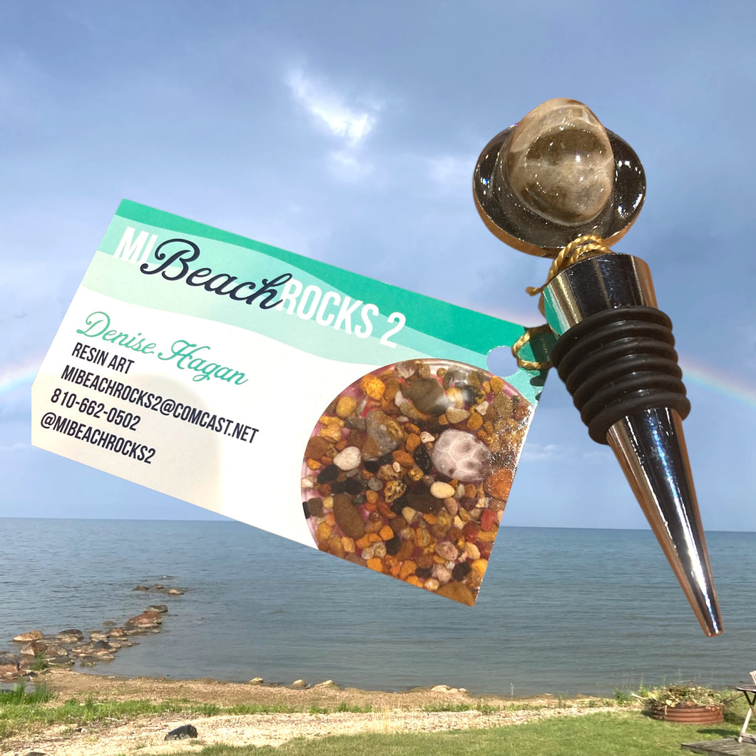 Lake Huron Michigan Petoskey Stone Wine Stopper