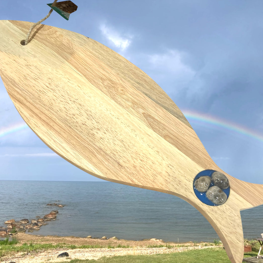 Lake Huron Michigan Petoskey Stone Serving Board