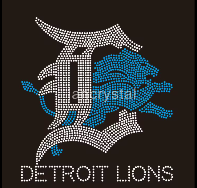 Detroit Lions Rhinestone Iron On