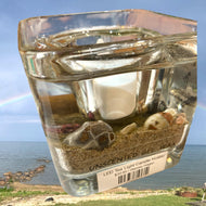 Lake Huron Michigan Petoskey Stone & Beach Glass Tea Light Candle Holder