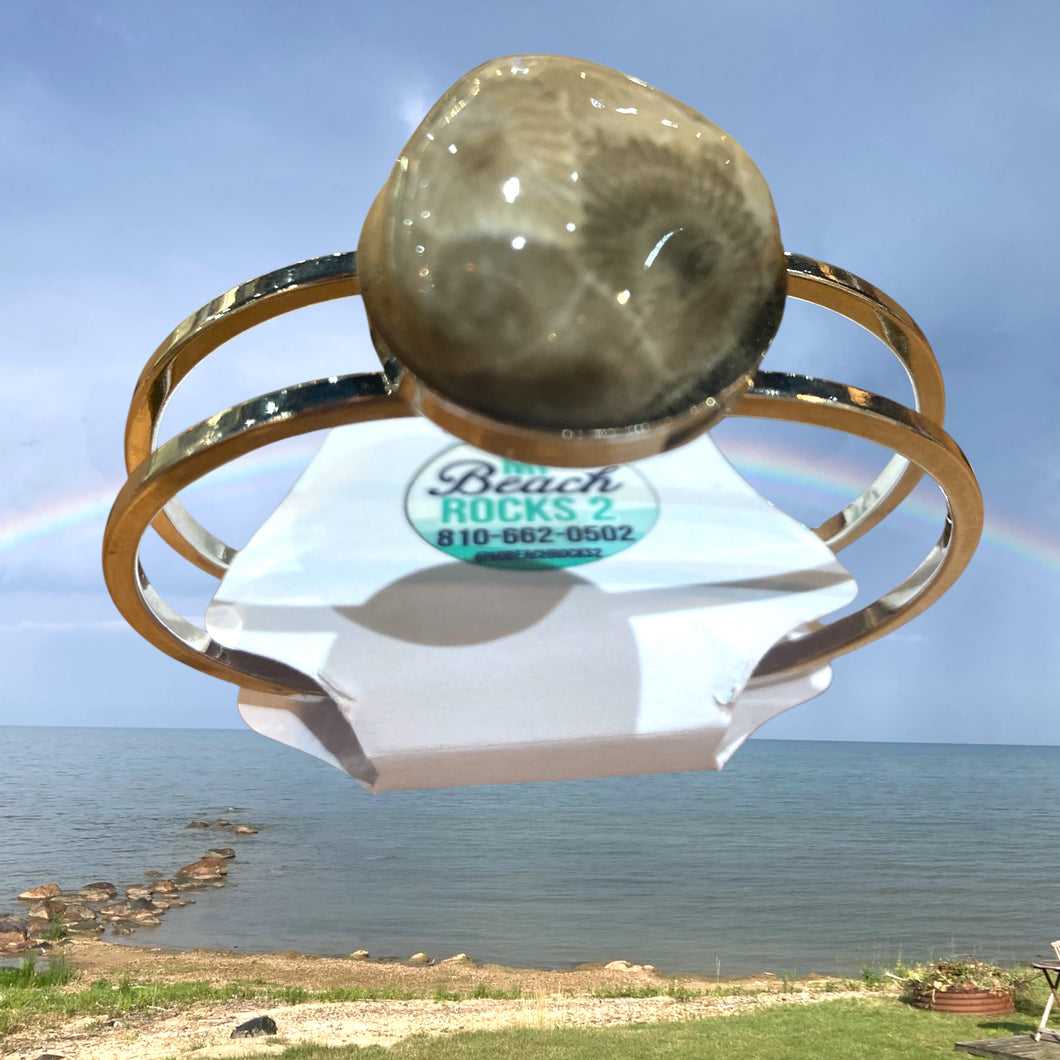 Lake Huron Michigan Petoskey Stone Hinge Bracelet