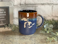 16 oz Engraved Michigan Themed Tri-Colored Coffee Mug