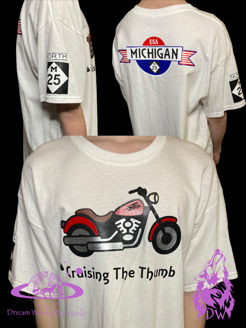 Michigan M-25 Motorcycle Cruising The Thumb T-Shirt - Dream Works By Marlo