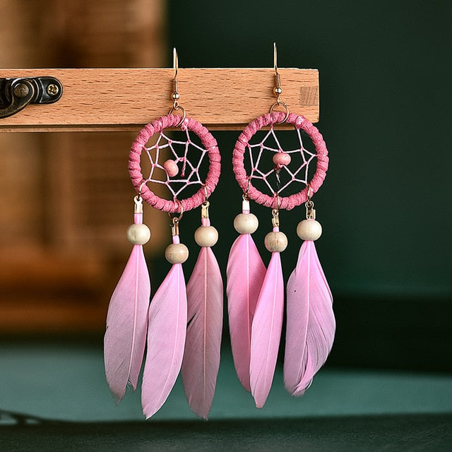 Natural Wood Dream Catcher Earrings - Dream Works By Marlo